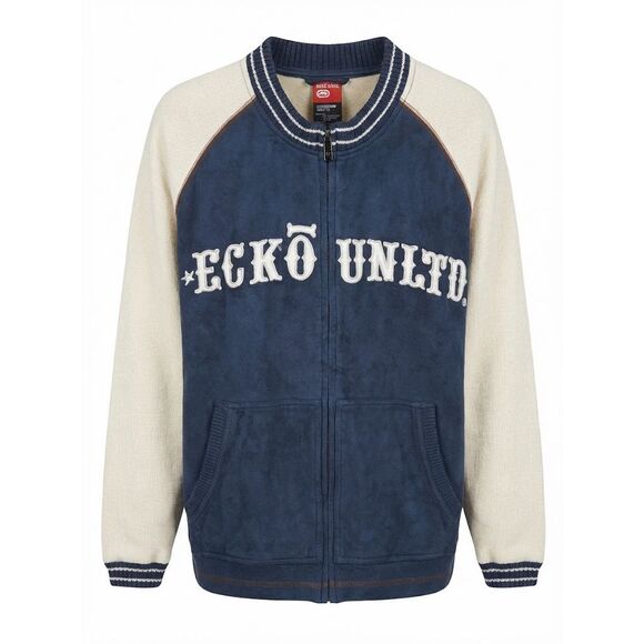 Ecko Unlimited Other - Ecko Unltd Otherground 72 Navy Cream Zip Up Jacket Size L Vintage Y2K Streetwear